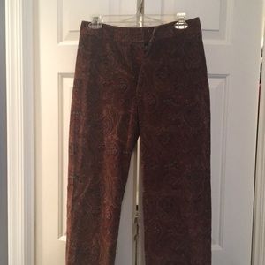 Rafaella cute paisley corduroy pants